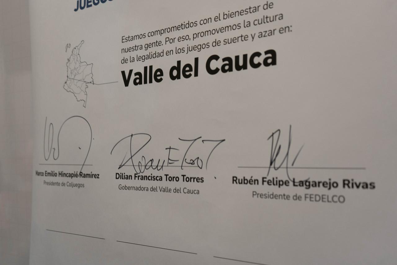 Se firma el Pacto por la Legalidad en los Juegos de Suerte y Azar en el Valle del Cauca